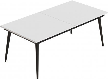 Стіл трансформер журнальний Dandi Small Ferrum-decor 45x120 160)x60 Чорний метал ДСП Білий 16 мм (FRD-106791)