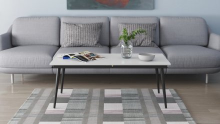 Стіл трансформер журнальний Dandi Small Ferrum-decor 45x120 160)x60 Чорний метал ДСП Білий 16 мм (FRD-106791)