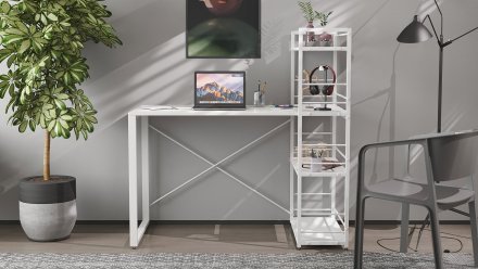 Письмовий стіл Ferrum-decor Серії Конект з етажеркою 75x120x600 білий ДСП Біле 16мм (FRD-104225) Письмовий стіл Ferrum-decor Серії Конект з етажеркою 75x120x600 білий ДСП Біле 16мм (FRD-104225)