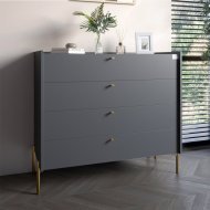 Комод із 4 шухлядами LION Wood із золотими ніжками 100х90х45 см Антрацит (LION-042957) ТОП Комод із 4 шухлядами LION Wood із золотими ніжками 100х90х45 см Антрацит (LION-042957) ТОП