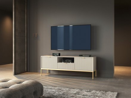 Тумба під телевізор Perfect Home Нова / Nova 2-дверна з 1 шухлядою і золотими ніжками RTV154 Кашемір (PFH-091228) Тумба під телевізор Perfect Home Нова / Nova 2-дверна з 1 шухлядою і золотими ніжками RTV154 Кашемір (PFH-091228)