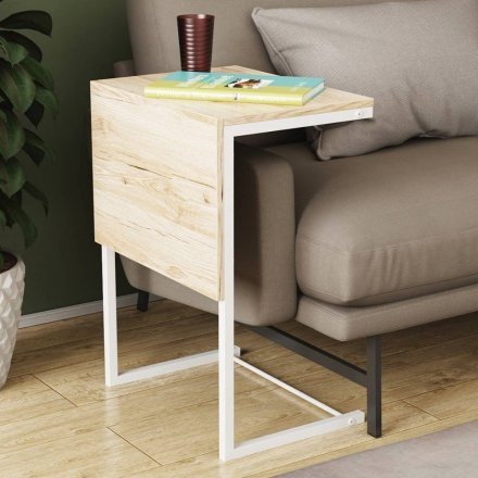 Стіл журнальний приставний Террі Комбо Ferrum-decor 345x662x440 Білий метал ДСП Дуб Сан-Марино 16 мм (FRD-105144) Стіл журнальний приставний Террі Комбо Ferrum-decor 345x662x440 Білий метал ДСП Дуб Сан-Марино 16 мм (FRD-105144)