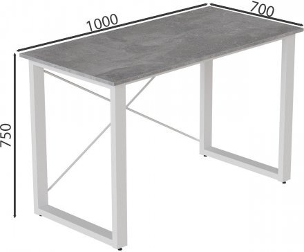 Письмовий стіл Ferrum-decor Драйв 750x1000x700 Білий метал ДСП Бетон 16 мм (FRD-103170)