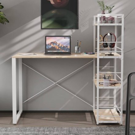 Письмовий стіл Ferrum-decor Серії Конект з етажеркою 75x120x60 білий ДСП Дуб Сан-Марино 16мм (FRD-104226)