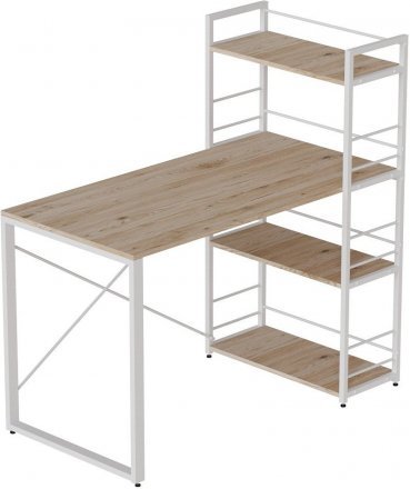 Письмовий стіл Ferrum-decor Серії Конект з етажеркою 75x120x60 білий ДСП Дуб Сан-Марино 16мм (FRD-104226)