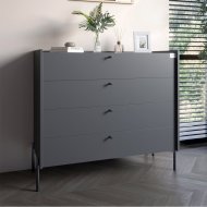 Комод із 4 шухлядами LION Wood з чорними ніжками 100х90х45 см Антрацит (LION-042972) Комод із 4 шухлядами LION Wood з чорними ніжками 100х90х45 см Антрацит (LION-042972)