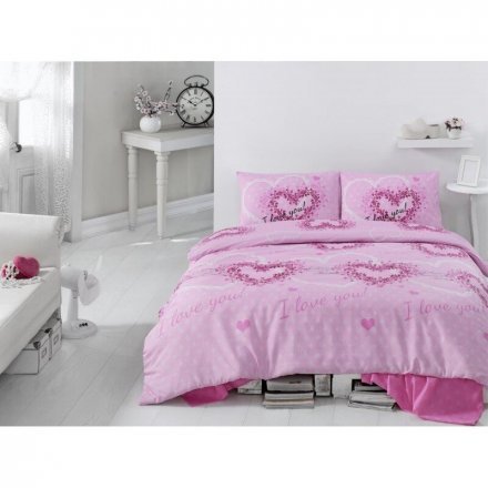 Постільна білизна Sueno Pembe ранфорс євро 200х220 см