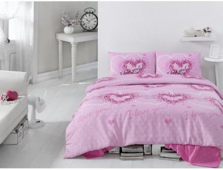 Постільна білизна Sueno Pembe ранфорс євро 200х220 см