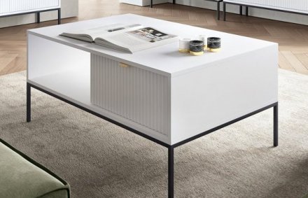 Стіл журнальний Perfect Home Нова / Nova з 2 шухлядами та чорними ніжками L104 Білий (PFH-091248) Стіл журнальний Perfect Home Нова / Nova з 2 шухлядами та чорними ніжками L104 Білий (PFH-091248)