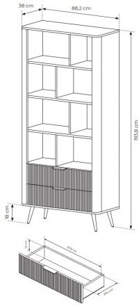 Стелаж Perfect Home Ланте / Lante 2S з 2 шухлядами і чорними ніжками Беж (PFH-091173) Стелаж Perfect Home Ланте / Lante 2S з 2 шухлядами і чорними ніжками Беж (PFH-091173)