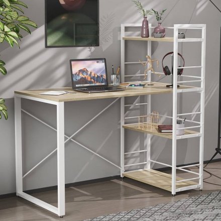 Письмовий стіл Ferrum-decor Серії Конект з етажеркою 75x120x600 білий ДСП Дуб Сонома 16мм (FRD-104227) Письмовий стіл Ferrum-decor Серії Конект з етажеркою 75x120x600 білий ДСП Дуб Сонома 16мм (FRD-104227)