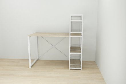Письмовий стіл Ferrum-decor Серії Конект з етажеркою 75x120x600 білий ДСП Дуб Сонома 16мм (FRD-104227) Письмовий стіл Ferrum-decor Серії Конект з етажеркою 75x120x600 білий ДСП Дуб Сонома 16мм (FRD-104227)