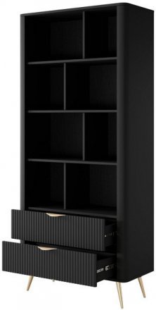 Стелаж Perfect Home Ланте / Lante 2S з 2 шухлядами і золотими ніжками Чорний (PFH-091189) Стелаж Perfect Home Ланте / Lante 2S з 2 шухлядами і золотими ніжками Чорний (PFH-091189)
