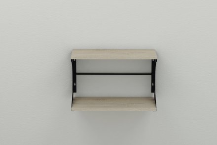 Настінна полиця Ferrum-decor Букін 330x700x240 метал Чорний ДСП Сонома 16 мм (FRD-102887)