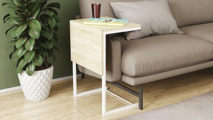 Стіл журнальний приставний Террі Комбо Ferrum-decor 345x662x440 Білий метал ДСП Дуб Сонома 16 мм (FRD-105146) Стіл журнальний приставний Террі Комбо Ferrum-decor 345x662x440 Білий метал ДСП Дуб Сонома 16 мм (FRD-105146)