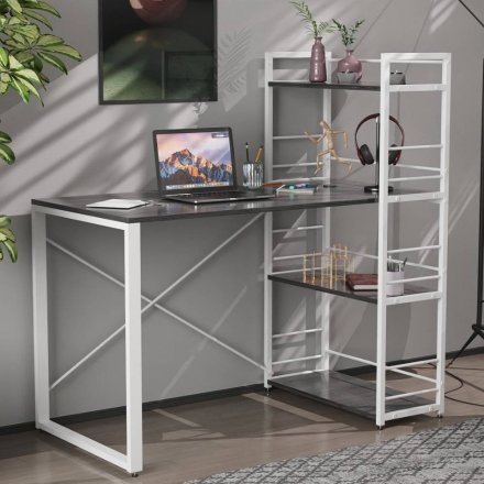 Письмовий стіл Ferrum-decor Серії Конект з етажеркою 75x120x60 білий ДСП Сосна Кембра 16мм (FRD-104229)