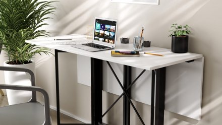 Стіл-книга трансформер Спайдер Ferrum-decor 750x1150x880 Чорний метал ДСП Біле 16 мм (FRD-105088)