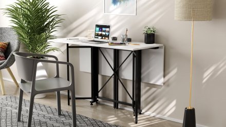 Стіл-книга трансформер Спайдер Ferrum-decor 750x1150x880 Чорний метал ДСП Біле 16 мм (FRD-105088)
