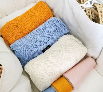 Плед плетений Shell 80x100 см Baby Blue lullalove-8085