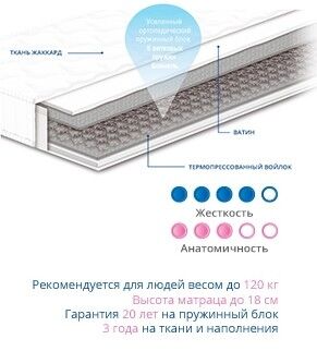 Матрац пружинний Чемпіон Forte 70х190х18 см Матрац пружинний Чемпіон Forte 70х190х18 см