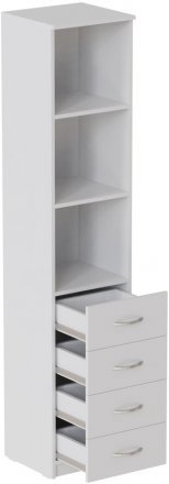 Пенал Анжело Ferrum-decor на 3 полиці із 4 шухлядами 1900x400x380 ДСП Біле 16 мм (FRD-104923)