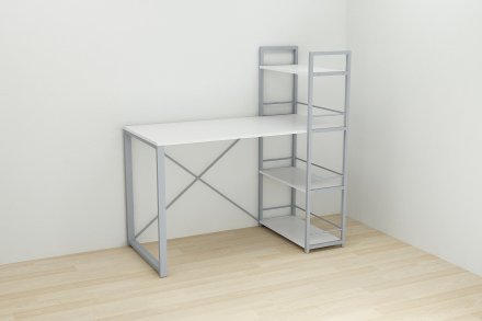Письмовий стіл Ferrum-decor Серії Конект з етажеркою 75x120x600 сірий ДСП Біле 16мм (FRD-104230) Письмовий стіл Ferrum-decor Серії Конект з етажеркою 75x120x600 сірий ДСП Біле 16мм (FRD-104230)