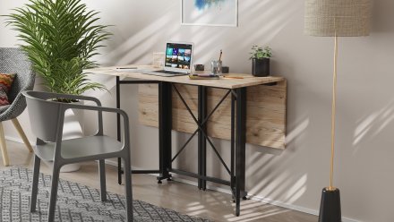 Стіл-книга трансформер Спайдер Ferrum-decor 750x1150x880 Чорний метал ДСП Дуб Сан-Марино 16 мм (FRD-105089)