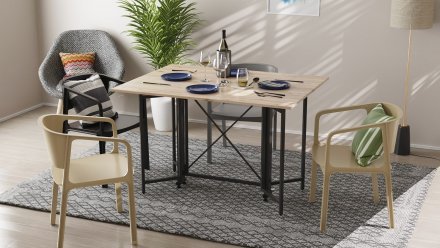 Стіл-книга трансформер Спайдер Ferrum-decor 750x1150x880 Чорний метал ДСП Дуб Сан-Марино 16 мм (FRD-105089)