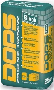 Клейова суміш для піно та газобетонних блоків DOPS Block ЗИМА -5