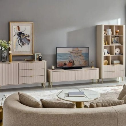 Стелаж Perfect Home Ланте / Lante 2S з 2 шухлядами і золотими ніжками Беж (PFH-091103)