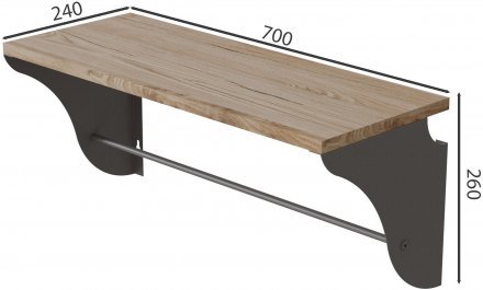 Настінна полиця Ferrum-decor Комфі 260x700x240 метал Сірий ДСП Дуб Сан-Марино 16 мм (FRD-102773) Настінна полиця Ferrum-decor Комфі 260x700x240 метал Сірий ДСП Дуб Сан-Марино 16 мм (FRD-102773)