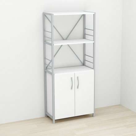 Етажерка 3/60 Ferrum-decor Серії Конект із тумбою 144x60x28 Сірий ДСП Біле (FRD-104456)