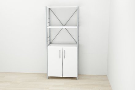 Етажерка 3/60 Ferrum-decor Серії Конект із тумбою 144x60x28 Сірий ДСП Біле (FRD-104456)
