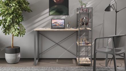 Письмовий стіл Ferrum-decor Серії Конект з етажеркою 75x120x60 сірий ДСП Дуб Сан-Марино 16мм (FRD-104231) Письмовий стіл Ferrum-decor Серії Конект з етажеркою 75x120x60 сірий ДСП Дуб Сан-Марино 16мм (FRD-104231)