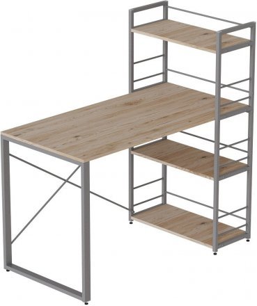 Письмовий стіл Ferrum-decor Серії Конект з етажеркою 75x120x60 сірий ДСП Дуб Сан-Марино 16мм (FRD-104231) Письмовий стіл Ferrum-decor Серії Конект з етажеркою 75x120x60 сірий ДСП Дуб Сан-Марино 16мм (FRD-104231)