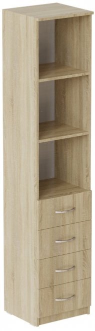 Пенал Анжело Ferrum-decor на 3 полиці із 4 шухлядами 1900x400x380 ДСП Дуб Сонома 16 мм (FRD-104926)