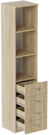 Пенал Анжело Ferrum-decor на 3 полиці із 4 шухлядами 1900x400x380 ДСП Дуб Сонома 16 мм (FRD-104926)