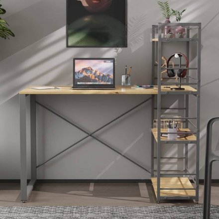 Письмовий стіл Ferrum-decor Серії Конект з етажеркою 75x120x60 сірий ДСП Дуб Артизан 16мм (FRD-104232) Письмовий стіл Ferrum-decor Серії Конект з етажеркою 75x120x60 сірий ДСП Дуб Артизан 16мм (FRD-104232)
