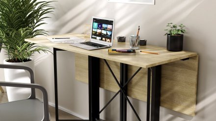 Стіл-книга трансформер Спайдер Ferrum-decor 750x1150x880 Чорний метал ДСП Дуб Сонома 16 мм (FRD-105091)