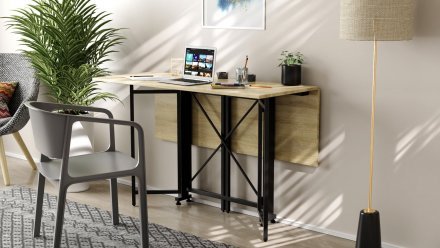 Стіл-книга трансформер Спайдер Ferrum-decor 750x1150x880 Чорний метал ДСП Дуб Сонома 16 мм (FRD-105091)
