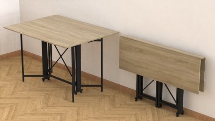 Стіл-книга трансформер Спайдер Ferrum-decor 750x1150x880 Чорний метал ДСП Дуб Сонома 16 мм (FRD-105091)