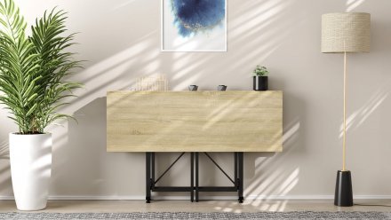Стіл-книга трансформер Спайдер Ferrum-decor 750x1150x880 Чорний метал ДСП Дуб Сонома 16 мм (FRD-105091)