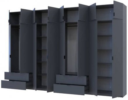 Шафа для одягу Doros Лукас Графіт 4+4 ДСП 360х50х240 DRS-011702 (42005145) Шафа для одягу Doros Лукас Графіт 4+4 ДСП 360х50х240 DRS-011702 (42005145)