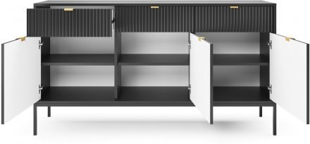 Комод Perfect Home Нова / Nova 3-дверний з 3 шухлядами і чорними ніжками KSZ154 Чорний (PFH-091246) Комод Perfect Home Нова / Nova 3-дверний з 3 шухлядами і чорними ніжками KSZ154 Чорний (PFH-091246)