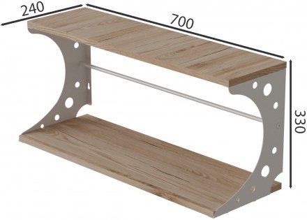 Настінна полиця Ferrum-decor Букін 330x700x240 метал Білий ДСП Дуб Сан-Марино 16 мм (FRD-102892)
