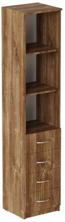 Пенал Анжело Ferrum-decor на 3 полиці з 4 шухлядами 1900x400x380 ДСП Дуб Таверна 16 мм (FRD-104928)