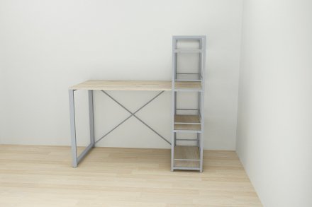 Письмовий стіл Ferrum-decor Серії Конект з етажеркою 75x120x600 сірий ДСП Дуб Сонома 16мм (FRD-104233) Письмовий стіл Ferrum-decor Серії Конект з етажеркою 75x120x600 сірий ДСП Дуб Сонома 16мм (FRD-104233)