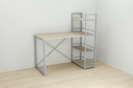Письмовий стіл Ferrum-decor Серії Конект з етажеркою 75x120x600 сірий ДСП Дуб Сонома 16мм (FRD-104233) Письмовий стіл Ferrum-decor Серії Конект з етажеркою 75x120x600 сірий ДСП Дуб Сонома 16мм (FRD-104233)