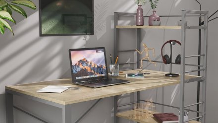 Письмовий стіл Ferrum-decor Серії Конект з етажеркою 75x120x600 сірий ДСП Дуб Сонома 16мм (FRD-104233) Письмовий стіл Ferrum-decor Серії Конект з етажеркою 75x120x600 сірий ДСП Дуб Сонома 16мм (FRD-104233)