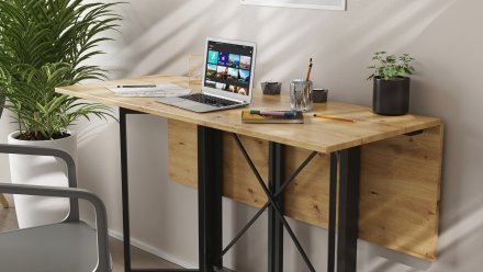 Стіл-книга трансформер Спайдер Ferrum-decor 750x1150x880 Чорний метал ДСП Дуб Артизан 16 мм (FRD-105093)